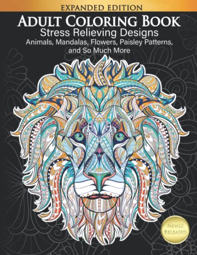 Adult Coloring Book : Stress Relieving Designs Animals, Mandalas ...