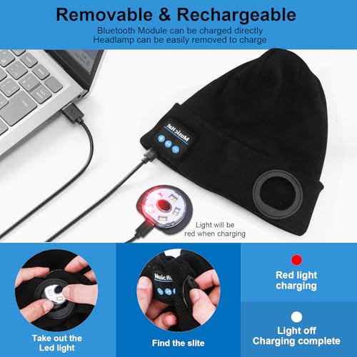 Image of BORAYDA Bluetooth Beanie, 18 hrs Playing HD Stereo, Built-in Mic, Men's /Women's Christmas Electronic Gifts