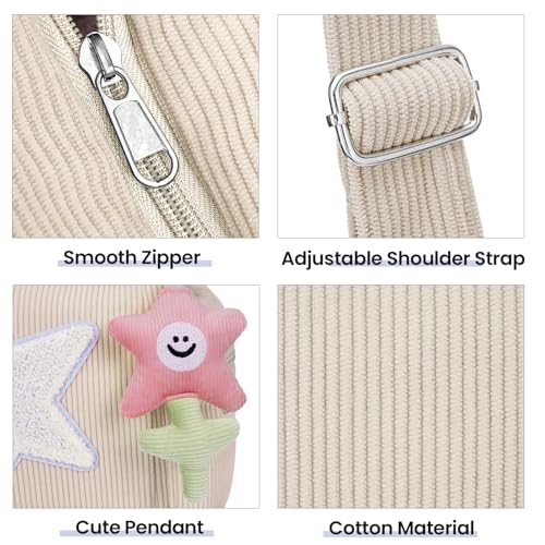 Image of Cute Tote Bag for Women, Aesthetic Canvas Crossbody Bag Y2k Star Hobo Shoulder Purse Kawaii Zipper Messenger Bag | Cute
