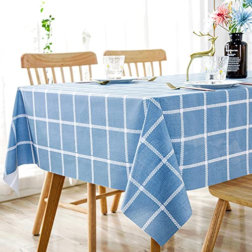 MOTYYA Checkered Vinyl Rectangle Tablecloth, Waterproof Oil Proof Spill Proof PVC Table Cloth, Wipe Clean Table Cover for Dining Table, Buffet Parties and Camping, 140 * 220cm(55" x 86")