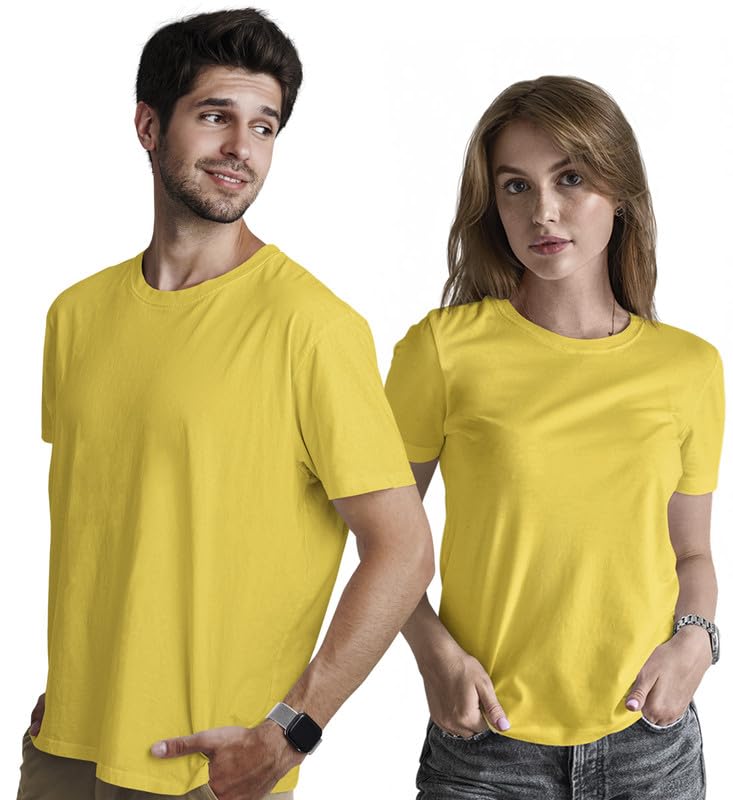 Image of INDISSH Couple T Shirt for Men and Women| Anniversary | Mens & Women Cotton Printed Tshirt| Husband Wife Valentine Tshirt Gift | Solid Plain Tshirt