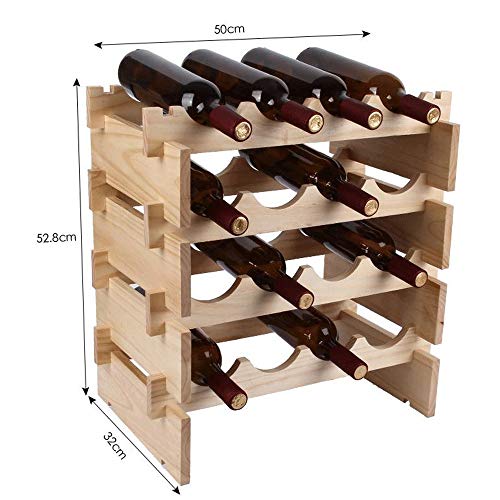 Soporte para botellas de vino de madera para mesa 4 botellas miniatura 2