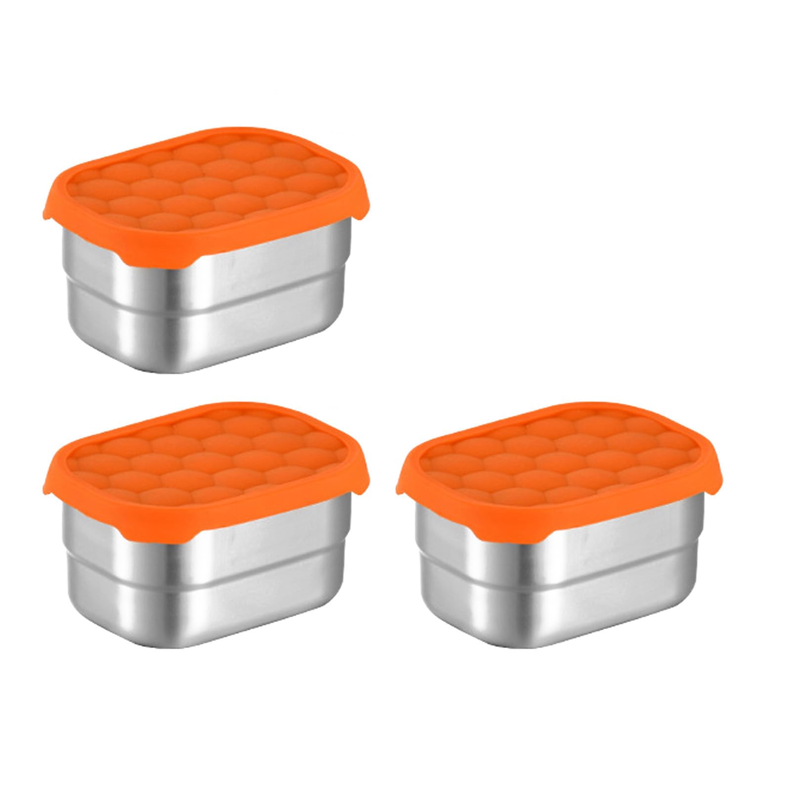 Yhplxyuus 3 Pieces Stainless Steel Snacks Containers Rectangular Stainless Steel Containers for Kids Lunches Silicone Lid