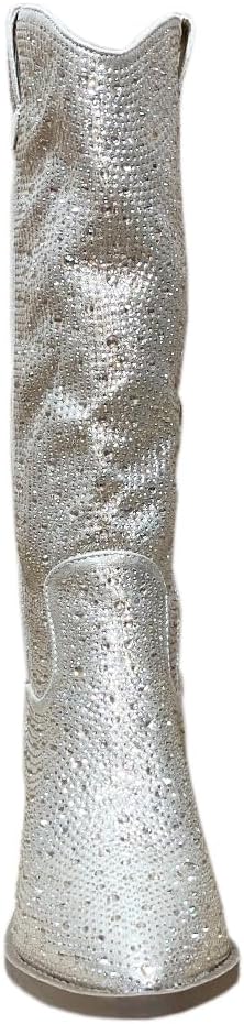 ABSOLEX Women Western Cowgirl Cowboy Pointed Toe Rhinestone Knee High Boots - 第 53/64 張圖片