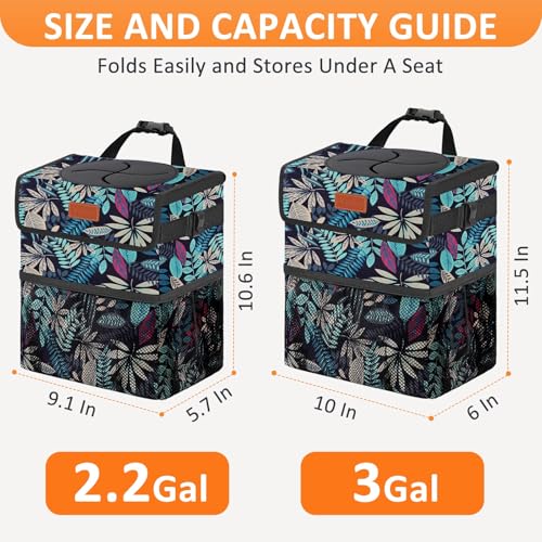 Image of Car Trash Can for Car Cute, Vankor Car Trash Bag Bin Hanging Waterproof Automotive Car Garbage Cans Leak Proof Vehicle Trash Can Colorful Leaves