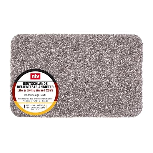 Astra Schmutzfangmatte innen waschbar 40x60 cm – Sauberlaufmatte grau 100% Baumwolle Türmatte - Entra SAUGSTARK - rutschfeste Fußmatte pflegeleicht