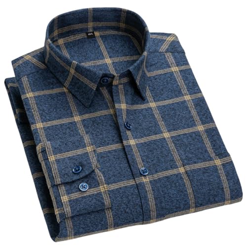 Camisa de franela para hombre con cuello cuadrado ligera y de fácil limpieza
