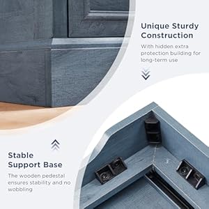 Farmhouse 5 Drawer Dresser for Bedroom 36 Inch Tall Modern Dresser Chest of Drawers Rustic Wood Storgae Organizer with Large Drawers Bar Handles for Bedroom Living Room Hallway Blue