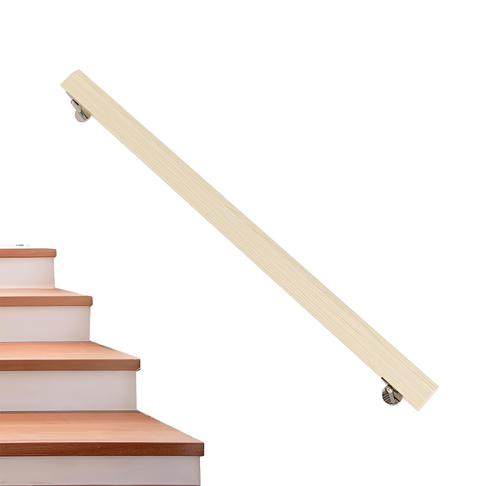 Corrimano per Scale Interne da 50-150 cm, Ringhiera per Scale Legno Rotondo, Barra di Supporto di Sicurezza Antiscivolo, Passamano per Corridoio, Attico, Villa, Asilo, Casa(120cm/4ft)