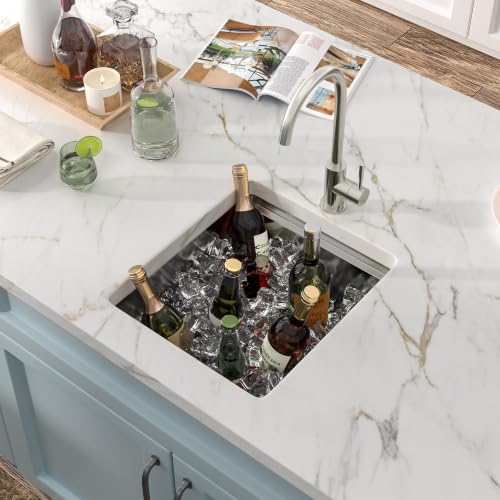 Image of 15 inchx17 inch Bar Prep Sink Undermount Workstation | 16 Gauge T304 Stainless Steel Under Counter Single Bowl Basin for RV Outdoor Kitchen Wet Bar Prep Station