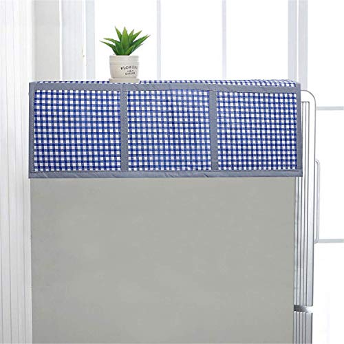 Image of Kuber Industries Checkered Design PVC Fridge /Refrigerator Top Cover (Blue)- CTKTC032703