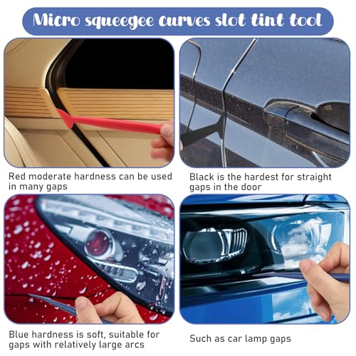 Image of 9 Pcs Car Micro Squeegee Curves Slot Tint Tool Set, Vinyl Wrap Tools, Vinyl Wrap Squeegee Car Wrap Tools with Different Hardness for Installing Vehicle Wraps and Auto Stickers Car Wrap Tools