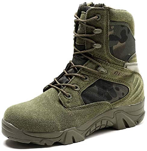 LiliChan Botas Militares de Combate táctico para Hombres con Cremallera (Verde, Numeric_40)