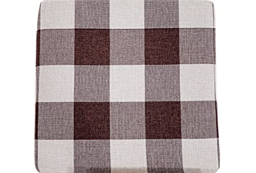 Grafton-Stockton-Square-PlaidCheckered-Ottoman-Footstool-BrownLinen Grafton Stockton Square PlaidCheckered Ottoman Footstool BrownLinen