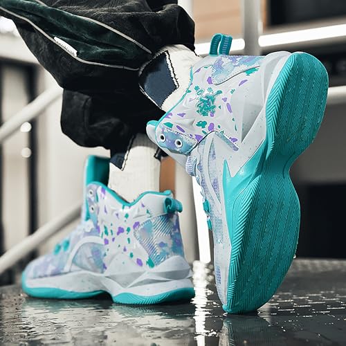 Image of Men's High-Top Basketball Shoes Anti-Slip and Wear-Resistant Soles Running Shoes Graffiti Design Fashionable Sports Shoes