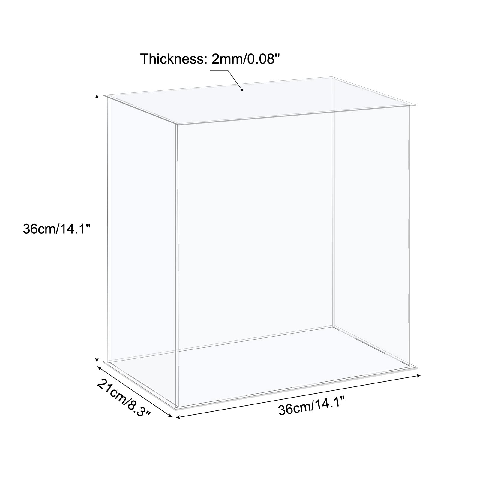 MECCANIXITY Scatola di immagazzinaggio del cubo della scatola di plastica acrilica della scatola di esposizione chiara monta la vetrina 14.1x8.3x14.1 pollici per gli oggetti da collezione