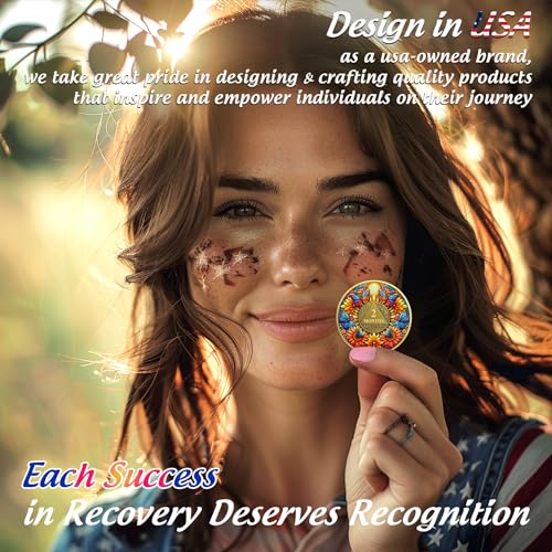 Image of Delicate Sunflower 2 Month Sobriety Coin - One Day at A Time 60 Day AA Sobriety Chip - Recovery Butterfly NA AA Chips and Medallions - 1-40 Years Living Clean Alcoholics Anonymous Gifts for Men Women