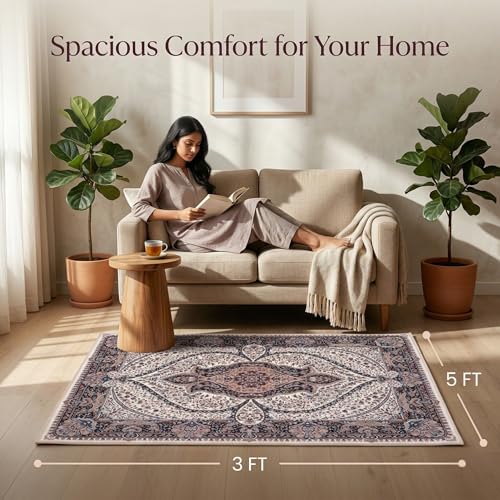 Image of Dream Weaverz Anti Slip Rectangular Carpet for Living Room & Hall | Silk | Flat Woven Soft Washable Floor Mat for Home, Bedroom Floor & Kitchen | Durable Anti Skid Rug for Daily Use (3 X 5) feet