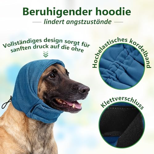 Yootiko Hunde Gehörschutz, Dog Lärmschutz, Haustier Nackenbügel Ohrenschützer, Lärmschutz Hunde Ohrenschützer zur Lärmreduzierung, Gehörschutz, Hund Silvester, Blau, M