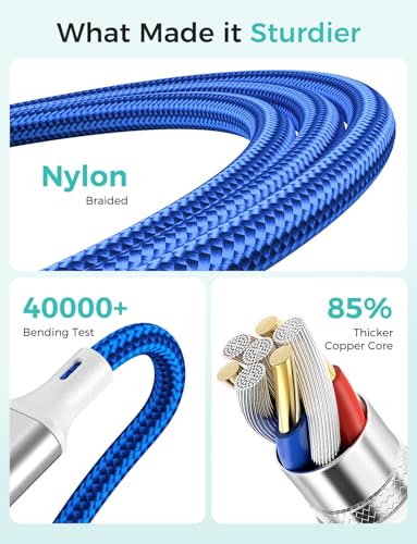 Image of 2Pack Multi Charging Cable for Apple Watch Charger 4 in 1 Travel Essentials RV Camping Essentials USB C /L /Micro Compatible with iWatch Series 11-1 /iPhone 17 /16 /15 /Android Airplane Gadgets-4FT /Blue