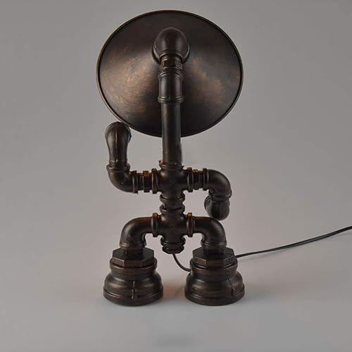 Miniatura 3 de TGHSOJH Lámpara de mesa de robot de hierro creativo Retro Robot tubo de agua lámpara de mesa Bar Restaurante Café Steampunk Decoración