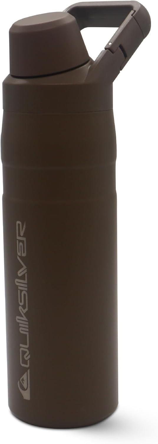 Quiksilver 24oz Stainless Steel Water Bottle, Wide Mouth Insulated Tumbler with Carabiner Hook, 18/8 Steel, 24hr Cold, BPA Free Reusable Bottle for Men, Women (Elmwood, 24oz)