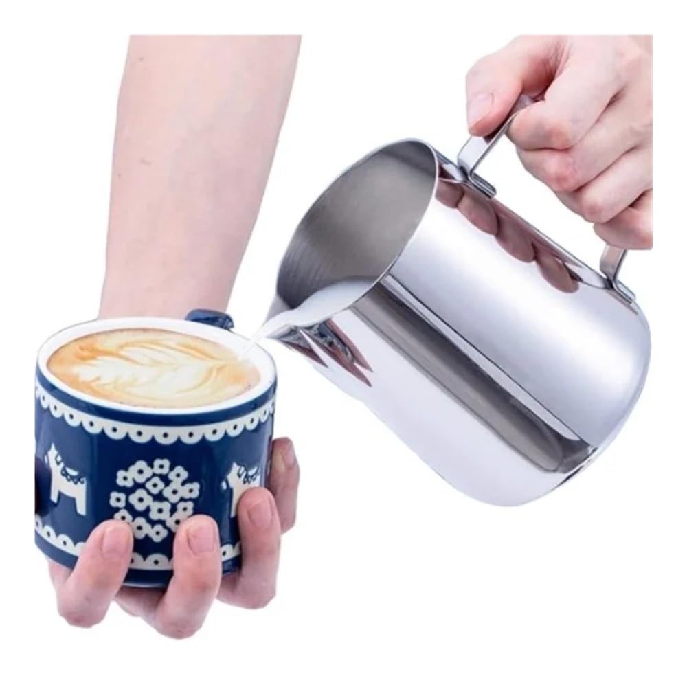 150–600 ml Kaffee-/Milchaufschäumkännchen, Latte Art, Milchaufschäumer, Krug aus Edelstahl, Messbecher, Milchtopf, Kaffeezubehör (600 ml)