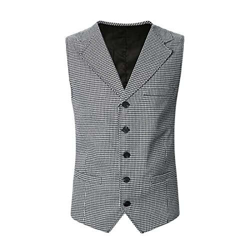 Chaleco de traje gris para hombre con corte slim fit y diseño retro a cuadros