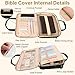 PUGPIU Bible Cover Case for Women, Large Quilted Bible Bag with Shoulder Strap and Handle, Bible Study Supplies Journaling Kit with Highlighters Pens No Bleed Tabs Notebook Cross Clips (Black)