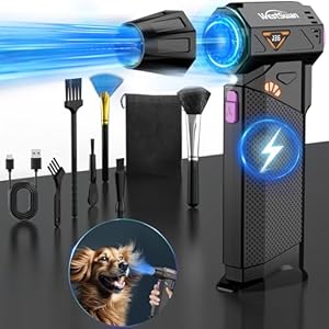 Plumero de aire comprimido, 210000 RPM eléctrico equipado con velocidad continuamente variable, soplador turbo de presión de viento de 11.29 oz, ventilador de chorro inalámbrico recargable para