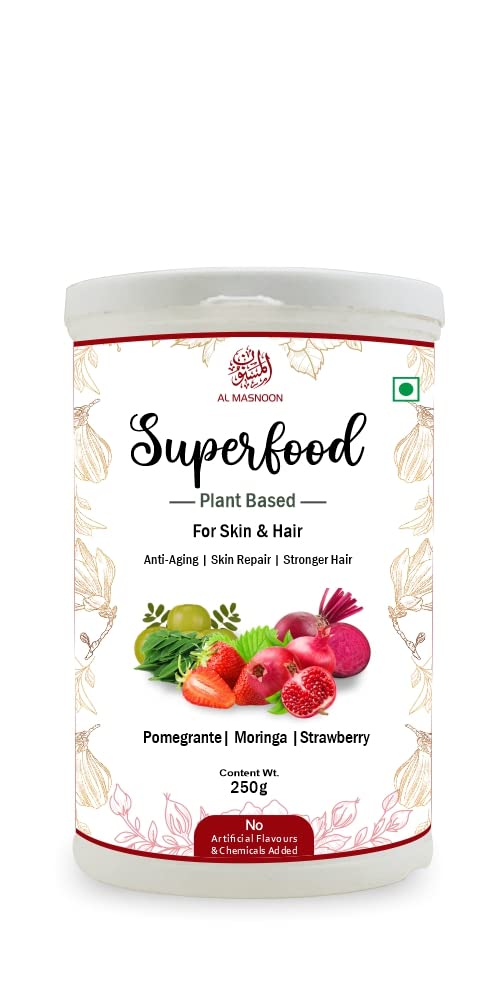 AL MASNOON Super Food for Collagen Builder/Plant Based/with Moringa, Pomegranate & Strawberry 250g