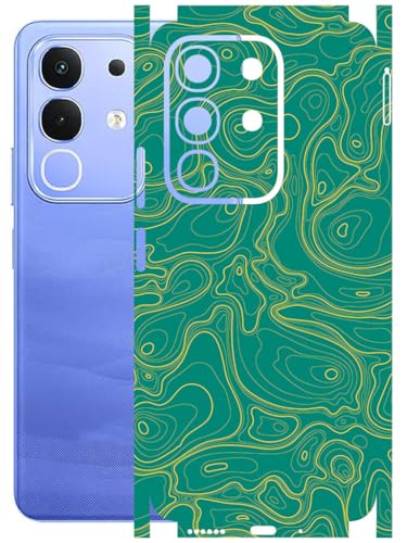 Image of AtOdds Mobile Skin Sticker Wrap | Compatible for VIVO IQOO Z10X (5G) | Scratchproof Matte Finish | Full Coverage for All Sides & Camera Protection (Green-Terrain)
