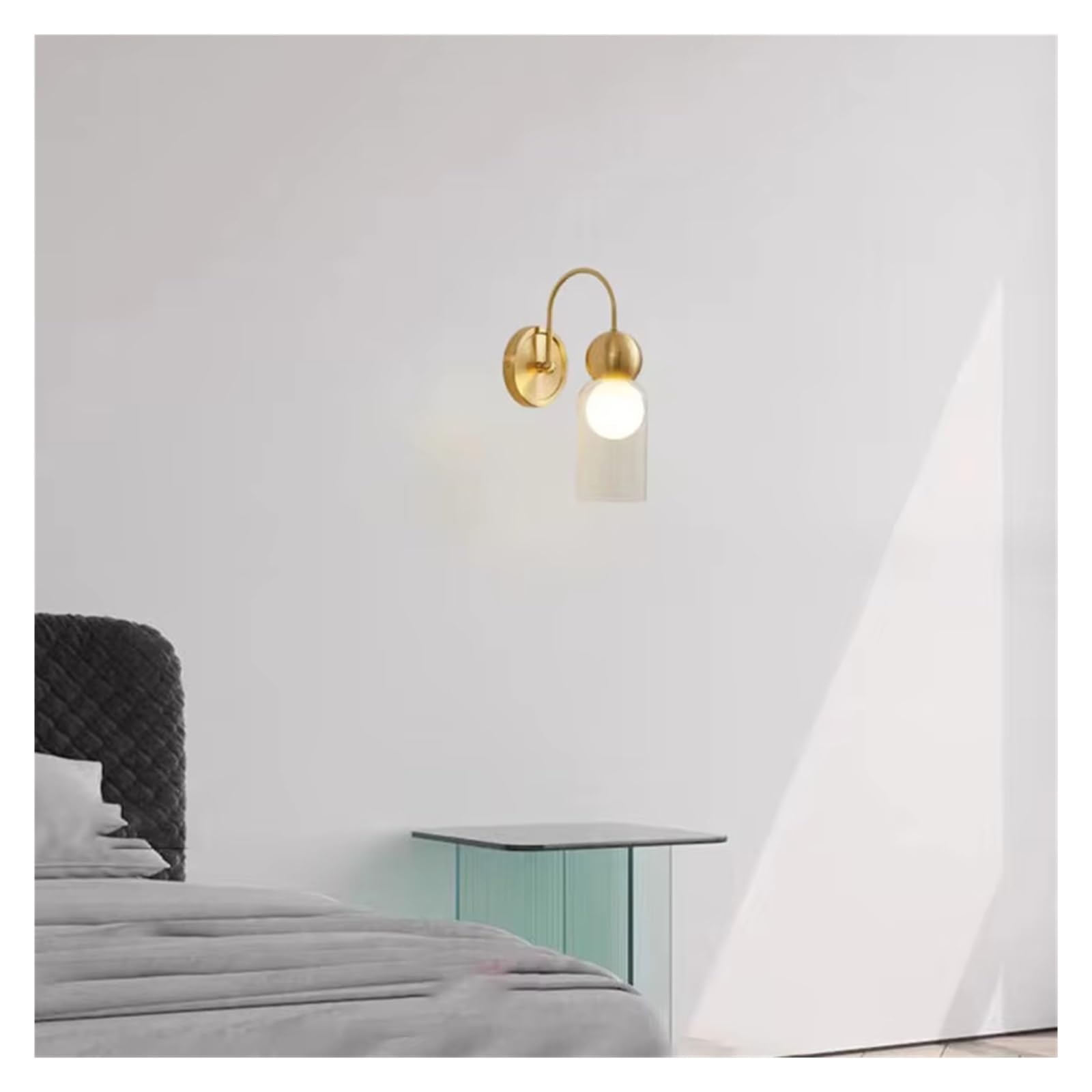 ZTCHSENZT Wall Lamp Dropshipping Clear Gray Glass Copper Lighting Fixtures for Foyer Bedroom Stairs,Gold-32CM
