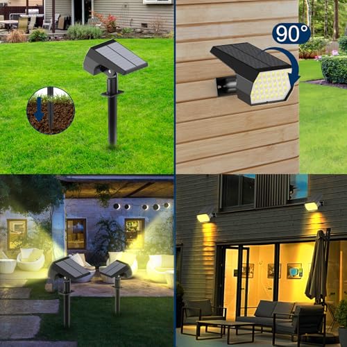 Ugecl Solar Spot Lights Outdoor, [4 Pack/74 Led/3 Colors] 2-In-1 Solar Landscape Spotlights thumb #4