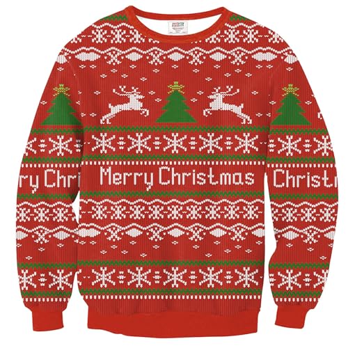 Arvilhill Mens Ugly Snowflake Xmas Sweatshirt Hilarious Adult Funny Sweater 3D Graphic Print Tacky Inappropriate Jumper M