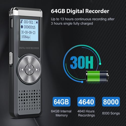 64GB-Digital-Voice-Recorder-KINPEE-Audio-Recorder-Sound-Recorder-Portable-MP3-Dictaphone-for-Lecture-Meeting-Rechargeable-Audio-Recording-Device-Voice-Activated-Recorder-with-Playback-for-Interview