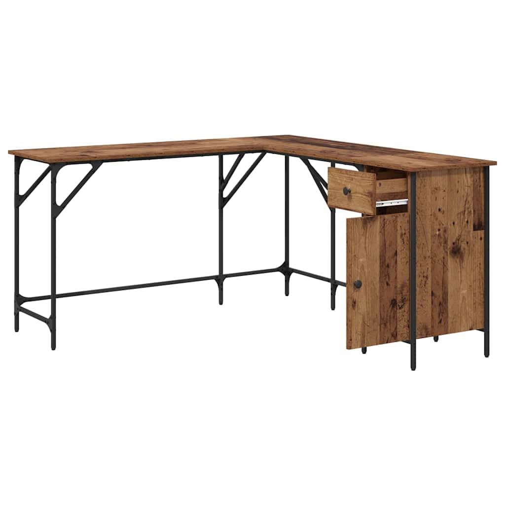 Scrivania Angolare Porta PC 141x141x75 cm in Legno Ingegnerizzato | Tavolo da studio angolare con ripiani integrati per riordinare l'ufficio. Struttura solida con gambe quadrate stabili.