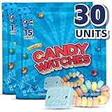 30 Candy Bracelet Watches Party Favors - Pack of 30 Blue Individually Wrapped Candy Bracelets with Colorful Fruit Flavor - Stretchable, Edible, Fruity Flavor Rainbow Candies for Party Favor Supplies