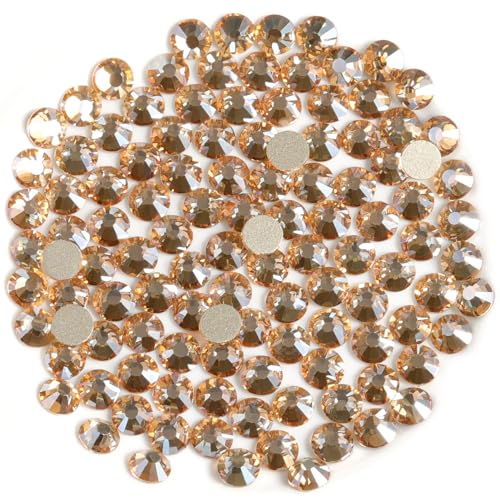 Image of Beadsland Flat Back Crystal Rhinestones, Golden Shadow, SS30, 576pcs | Flatback Glass Gems, 6.3-6.5mm, for Nail Art Craft, Glue Fix