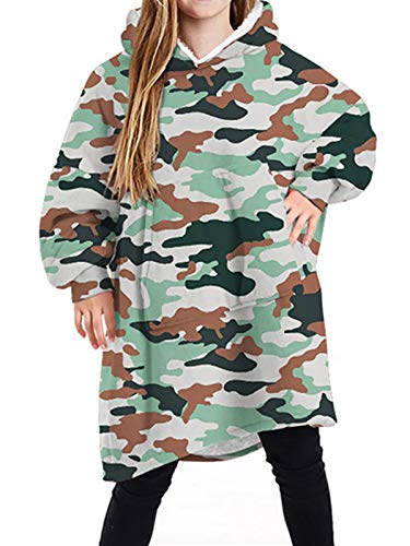Kinder Decke Hoodie TV-Decke mit Ärmeln Übergroße Poncho Sweatshirt mit Kapuzenpullover Überwurf mit Ärmeln warm Kapuzenhandtuch für Jungen
