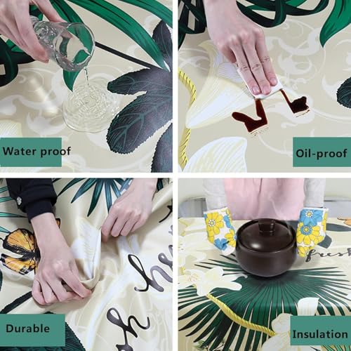 Image of Styleys Dining Table Cover 6 Seater Waterproof with Chair Covers | Table Cover Cloth | Dining Table Cover Clothe Combo - 1 Table Cover + 6 Chair Cover, Jungle World, XKFSZB-1