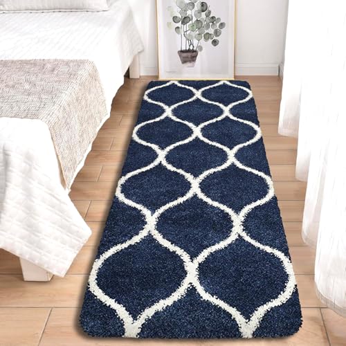 Image of 2x5 feet Soft Runner Rug for Living Room and Bedroom, Modern Indoor Floor Carpet with Non-Slip Backing, Comfortable Decorative Home Decor Rug, Easy Clean & Durable- (Blue M, Rectangular)