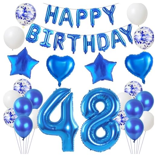 Globos para 48 cumpleaños, diseño de hombre en azul, juego de globos de 48 años, decoración de cumpleaños para hombre, color azul