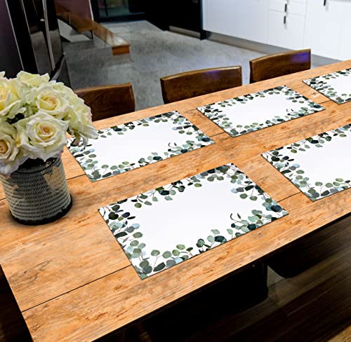 Gift Boutique 50 Pcs Disposable Eucalyptus Greenery Paper Place Mats 11" x 17" Green Leaf Coated Placemat Floral Summer Spring Birthday Party Supplies - Image 7