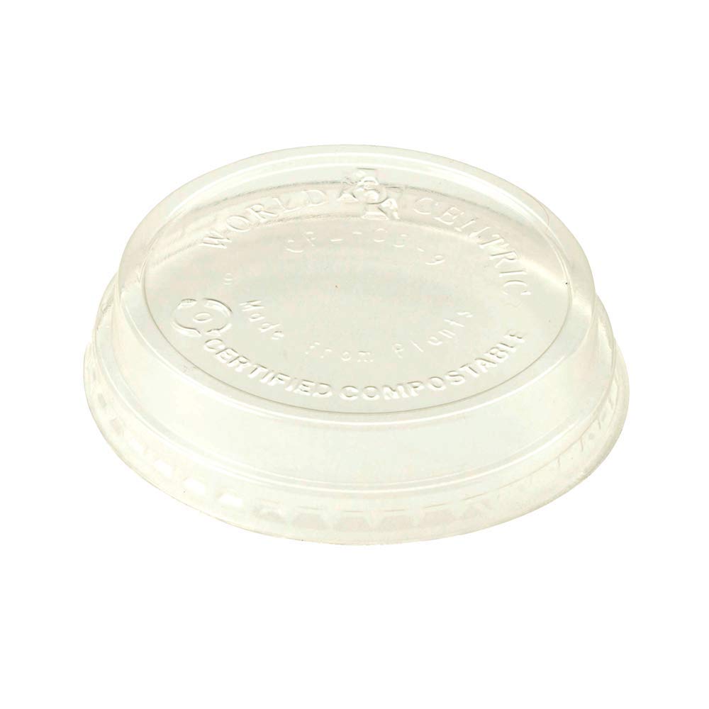 World Centric CPL-CS-9 100% Compostable Ingeo Clear Raised Lids, No Hole, for 4-9 oz. Cups (Pack of 2000)