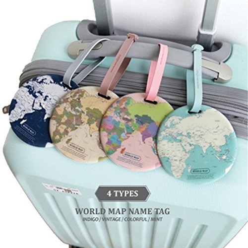 King&Pig 4pcs World Map Luggage Tags Suitcase Luggage Tags Travel Accessories Baggage Name Tags2