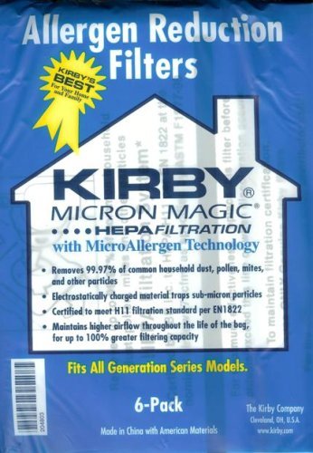Original Kirby Sentria, G7 and Diamond Edition Allergy Reduction Bags Package of 6 Bags.