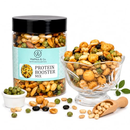 Image of WellNuts & Co. Healthy Snack Combo Pack of 4 |Fruit Nut Meusli - 200g, Mix Veg Chips - 150g, Protein Booster - 200g, Protein Salad - 425g| Roasted & Ready to Eat Snacks | High Protein & High Fiber Combo | Snacks for Healthy Everyday