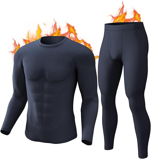 CL convallaria Long Johns Thermal Underwear for Men Soft Fleece Lined Base Layer Cold Weather Top Bottom Gift Set