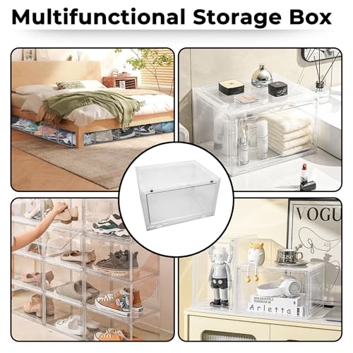 Image of Story@Home Stackable Sneaker Box Transparent - Pack of 3 | Shoe Storage Box for Sneakers Fits Upto Size 13 | Dustproof Sneaker Display Case Organizer | DIY Space-Saving Shoe Organizer - Transparent